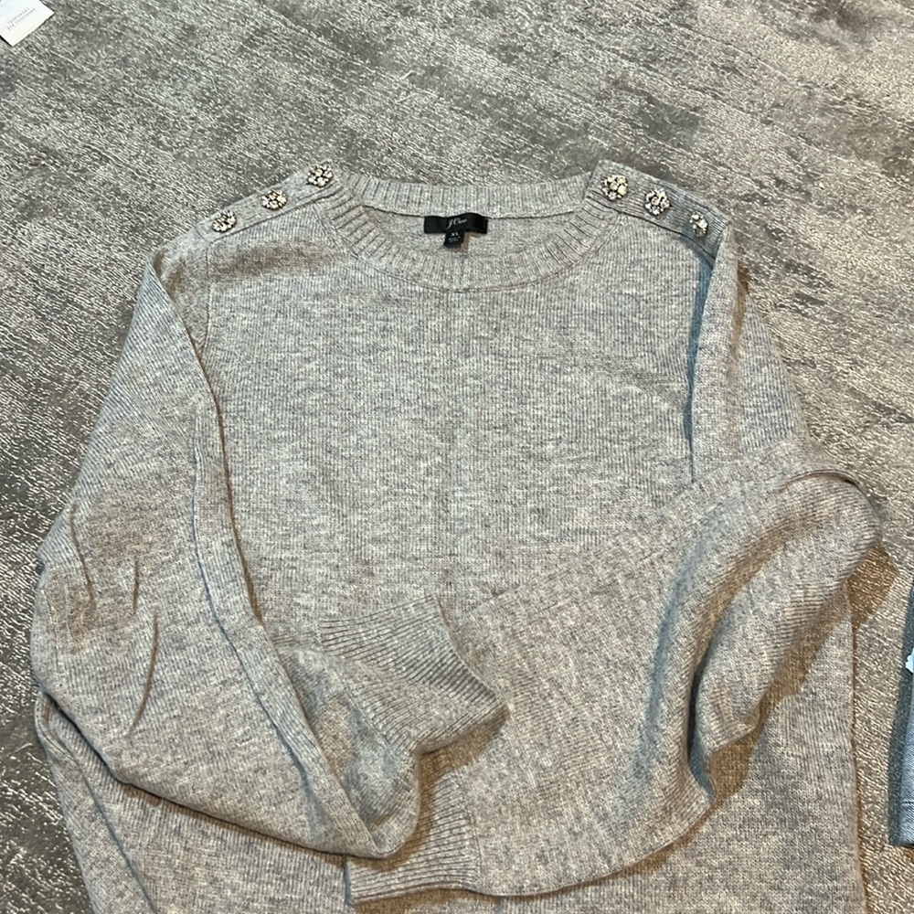 J Crew wool sweater with rhinestone embellishment’s